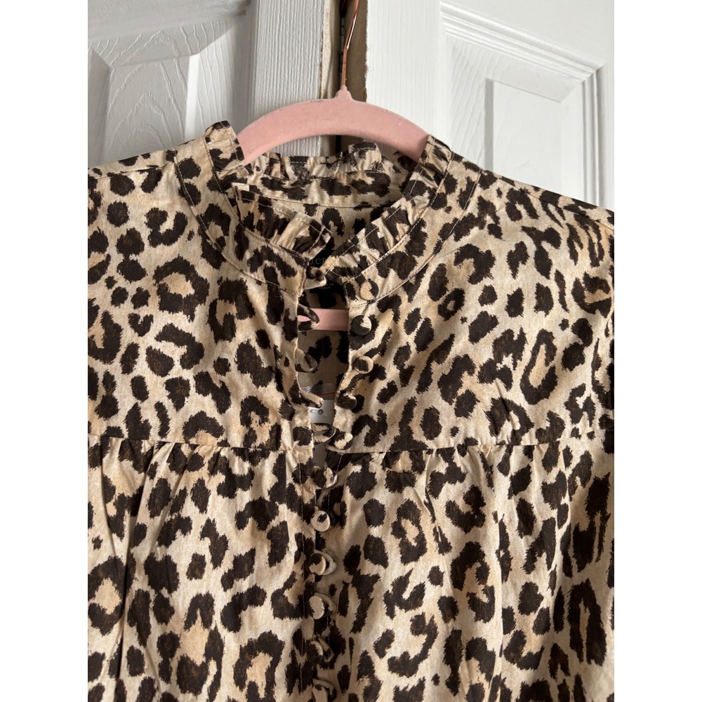NWT J.Crew Leopard Print Tunic Blouse XXS Oversized Cotton Preppy (fits a small) - Picture 6 of 12